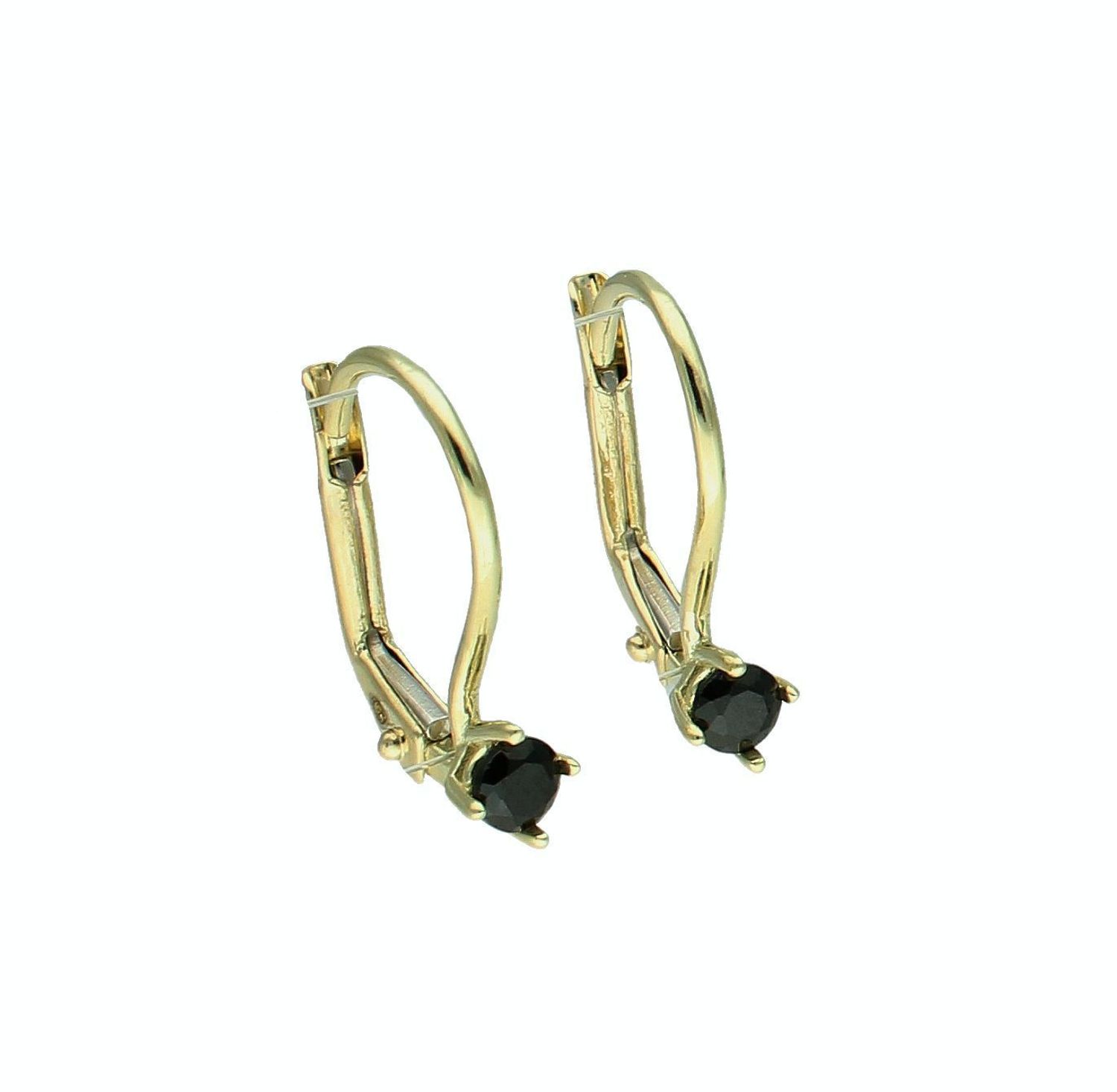 Złote kolczyki damskie 375 z czarną cyrkonią KL 8813 375 (1).jpg